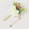 White 2 Silk Rose 5" Boutonnieres with Pin Artificial Flowers Wedding Party Home
